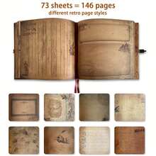 OUR ADVENTURE BOOK 1 本我们的冒险书，8.66 X 7.67 英寸，146 页，旅行日记，剪贴簿，复古风格旅行纪念品，复古留言簿，适合 DIY 周年纪念、婚礼、旅行、写作、朋友生日、情人节、万圣节、圣诞节、新年的理想礼物 - 棕色 - 查看 7