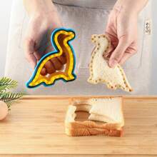 6 Stücke Edelstahl Sandwich Maker Förmchen Set, DIY Taschensandwich, süße Cartoon Dinosaurier, Herz, Stern, rechteckig, rund, Teddy Bär förmige Ausstechformen