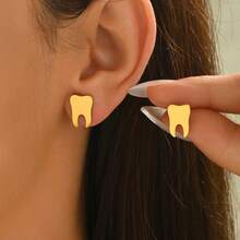 1 Pair Fashionable Hip Hop Teeth Design Earrings, Student Style Suitable For Daily Wear - Tooth Earrings - View 6