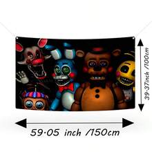 Five Nights at Freddy's 1 pieza Telón de fondo con tema de horror y terror, Palacio de medianoche, apto para fiesta de cumpleaños, decoraciones de eventos de dibujos animados y juegos - Tela de fondo de FNAF - Ver 3