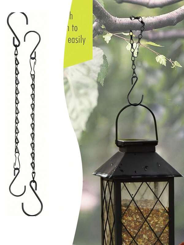 1pc Metal Hooks, Metal Plant Hanging Chain With S-Hooks, Multi-Purpose Hanging Hooks Suitable For Plants, Bird Feeders, Lanterns, Wind Chimes, Signs, And Indoor/Outdoor Decor, Park Hanging Hooks, Indoor Decorative Hooks