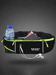 1 件男女通用运动腰包 - 跑步和健身的理想选择 - 配有手机袋、水瓶架和松紧腰带 - 耐用尼龙材质，多种颜色可选，（条纹随机） - 彩色 - 查看 2