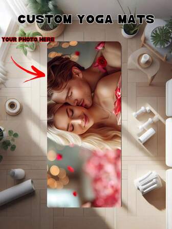 1pc Custom Printed Yoga Mat, Indoor Yoga Mat, Exercise Carpet, Creative Carpet, Can Customize Couple's Photo Carpet, Sports & Fitness Equipment, Shock-Absorbing Non-Slip Mat