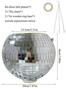 قطعة واحدة كرة مرقصة فضية بحجم 4 / 6 / 8 بوصة مع سلاسل ، صنع يدوي من سطح مرآة زجاجية، مناسبة للحديقة الخارجية والمكتب والمنزل ، تشكيلة ديكورية