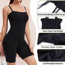 Strapless Women Tummy Control Bodysuit Shapewear Slimming Body Shaper Underwear Under Dresses Abdomen Compression Thigh Slimmer Undershirts Seamless Off The Shoulder Spaghetti Strap Removable Shoulder Straps Open Crotch