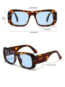 1pc Men's New Square Large Frame Retro Personalized Rivets Cool High-End Casual Daily Versatile Decorative Fashion Fashion Glasses, Multi-Color - Multicolor - View 2