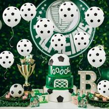 About 100pcs White Soccer Ball Latex Balloons, 12-Inch, Helium-Ready, Ideal For Youth Birthday & Sports Events, Durable Party Decorations