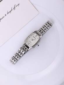 1 Stück Damen elegante Business-Stil Quarz Uhr mit Edelstahlarmband, geeignet für den täglichen Gebrauch