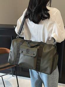 Large Capacity Waterproof Round Travel Duffel Bag With Separate Dry/Wet Compartment, Shoe Compartment, Suitable For Short Trips, Training, Business Trip, Sports, Gym, Swimming, Beach, Hiking, Camping, Weekends, Airplane Carry-On, 30L - Green - View 5