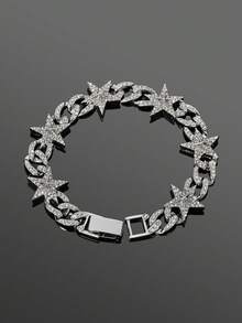 A Set Of Hip-Hop Five-Pointed Star-Designed Cuban Chain Necklaces For Both Men And Women, And Zinc Alloy Street-Style Fashionable Accessories - Star - View 13