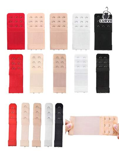 12pcs Elastic Bra Extender 3 Rows 1/2/3 Hooks Closure Underwear Accessory For Women
