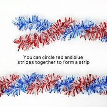 2pcs (157.48 Inch) Red/Blue Patriotic Decorative Party Streamers, Lightweight Metallic Ribbon For Independence Day Decor, Doorways, Stairs