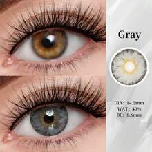1 副自然色软性隐形眼镜，每年更换，直径 14.5 毫米，适合约会或日常佩戴，舒适自然的美容隐形眼镜万圣节服装角色扮演 - 灰色 - 查看 4