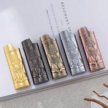 1 件性感女士浮雕金属打火机盒，适合 BIC J6 全尺寸打火机 - 时尚耐用的打火机盖，浮雕性感女士金属打火机盒，防风简约复古耐用