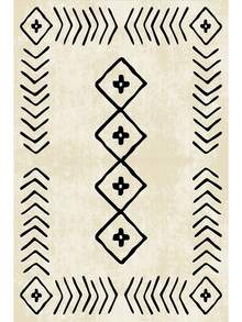 1pc Modern Turkish Carpet, Pattern Area Rug, Minimalist Elegant Carpet, Multi-Purpose Stylish Creative Home Decor Rug, Living Room, Bedroom, Entryway, Kitchen, Bathroom, Home Office - Grey - View 2