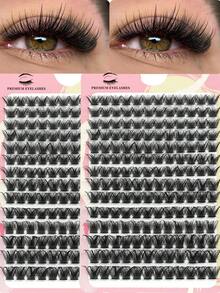 Set de extensión de pestañas falsas de 168 piezas de gran capacidad con clusters de pestañas esponjosas de diferentes longitudes para rizar y engrosar, ideal para maquillaje y extensión de pestañas DIY