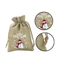 10pcs Linen Gift Bags, Christmas Gift Bags, Holiday Present Bags, Accessory & Snack Storage Bags, Gift Wrapping Bags