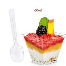 50pcs/100pcs Transparent Plastic Dessert Cups, Mousse Cups, Appetizer Cups For Cakes, Sweets, Party, Wedding, Catering