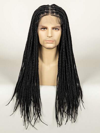 A ANYTIME ANYTIME HAIR Long Knotless Box Braiding Hair Full Lace Braided Wig Breathable Comfortable Lace Wig For Male