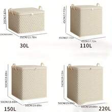 超大 220 升布艺收纳盒，适用于毯子、床单、衣服和内衣 - 便携、轻便、易于携带，配有拉链封口和手柄，可存放在床下 - 彩色 - 查看 10