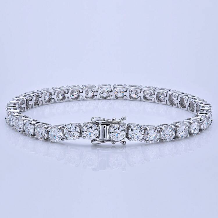 Một chiếc vòng tay tennis kim cương Moissanite nhân tạo 3mm cao cấp bốn chấu, mạ bạch kim bạc 925, unisex, món quà hoàn hảo cho đeo hàng ngày và những dịp đặc biệt, trang sức cao cấp lấp lánh và sang trọng cho đám cưới, lễ đính hôn và quà tặng cho cô dâu. - trắng - Xem 2