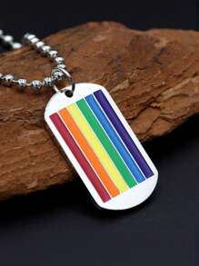 MONALLY Modische Accessoires im Hip-Hop-Stil zum Pride Month, Regenbogenanhänger-Halskette mit Kugel-Kette aus Edelstahl in den Farben der Schwulen- und Lesben-Flagge, Sommergeschenk für Partys