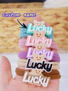 1PC Personalized Colorful Acrylic Name Scrunchie , Multicolor Personalized Scrunchie, Custom Gift, Custom Name, Gift For Her, Gift For Daughter, Mom Gift, Small Gift - Multicolor - View 2