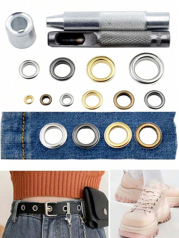 1pc Hollow Metal Rivet Buttons With Mesheye Design, DIY Accessories For Clothing, Canvas Shoes, Hats, Bags, Tags, Belts