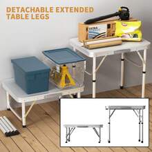 Vandise Compact Foldable TV Tray Table With 2 Adjustable Heights - Lightweight Aluminum Portable Coffee Side Desk 60x45cm - Multi-Functional Table For Beach, Outdoor, Office - Space Saving Foldable Design With Carry Handle - White - View 5
