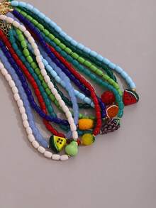 1 件手工玻璃串珠水果项链，时尚珠宝配饰，类似网红风格，2025 年春夏