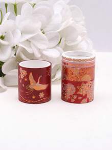 5 Rolls/Box Of Vintage Floral And Animal Pattern Washi Tape Set, Hot Stamping Pattern Design Matte Sticker Rolls, Fashion Tape For Handmade And Gift Wrapping Decoration