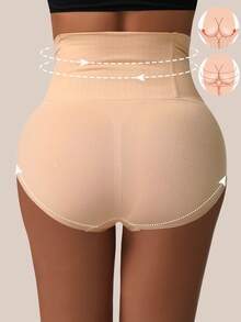 1 Pc Seamless High Waist Shaping Panties Tummy Control Underwear Slimming Butt Lifter Waist Trainer Body Shaper Shapewear Panties Women's Underwear Sheath Flat Belly Woman Lingerie Briefs - Beige - View 6