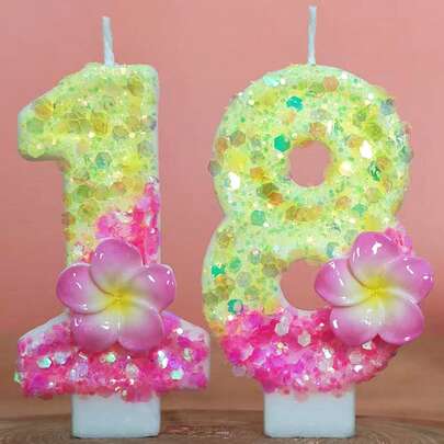 1pc Birthday Candle Number, Cake Decoration Number 0-9 Candle, Romantic Party Preferred Number Candle For Birthday Cake Decor, Holiday Anniversary Party Cake Candle Number, Shiny Digit