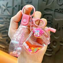 Sanrio 1 bucă breloc pentru sticle de lapte cu desene animate creativ, rafinat și drăguț, care curge lichid, cu pandantiv, accesorii pentru pungi, cadouri mici (personajele din sticlă rămân neschimbate, în timp ce modelele se schimbă aleatoriu)