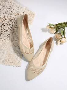 Women's New Spring/Summer Fashion Pointed Toe Color Block Patchwork Slip-On Flat Shoe, Comfortable Transparent Knit Mesh Bohemian Casual Versatile Flat Shoes
