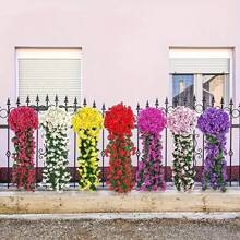 1pc 85cm Artificial Hanging Flower Decor, Decorative Lifelike Violet Evergreen Vine For Outdoor Home Wedding Garden Hanging Basket, Suitable For Halloween And Christmas