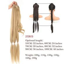Peluca de cola de caballo trenzada sintética de 22-40 pulgadas, banda de goma elástica para mujer, extensión de cabello de cola de caballo falsa envuelta alrededor de cola de caballo 2T3H - 2 - Ver 7