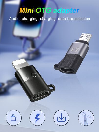 1 件/2 件 Type-C 转 Lightning、Android 转 Type-C、母头转公头快速数据线转换器适配器、兼容 Apple 的 OTG 适配器转 Type-C 母头快速充电、USB 闪存盘、声卡、直播 Lightning 转换器