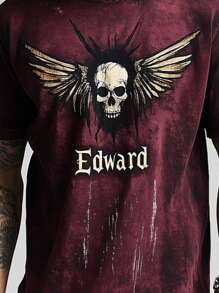 Men's Summer Blood Storm Flying Skeleton 3D Print Round Neck Short Sleeve T-Shirt, Casual Sports Comfortable Loose, Suitable For Sports, Casual, Home Gathering