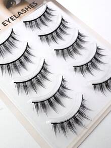 5 pares de pestañas postizas de anime naturales y largas con tallo transparente, herramienta de maquillaje para cosplay - Pestañas Naturales - Ver 6