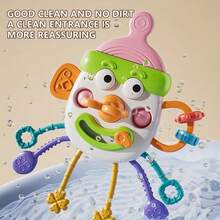 Zabawka silikonowa do ciągnięcia za sznurek, zabawki Montessori dla niemowląt, sensoryczna zabawka dla dzieci, kształt klauna, zabawka do kąpieli dla małych dzieci do podróży, sensoryczna zabawka dla dzieci, prezent urodzinowy dla chłopców i dziewczynek, zabawka dla niemowląt do ciągnięcia za sznurek, zabawka do naciskania na palce, niektóre części w losowym kolorze. Odpowiednia dla dzieci w wieku od 18 miesięcy - Wielokolorowe - Zobacz 7