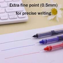 Generic 8Pcs Rolling Ball Pens, Quick-Drying Ink 0.5 Mm Extra Fine Point Pens, Liquid Ink Pens, Rollerball Pens, 3 Colors Ballpoint Pens Set For Home Study Office(Black*4, Red*2, Blue*2)