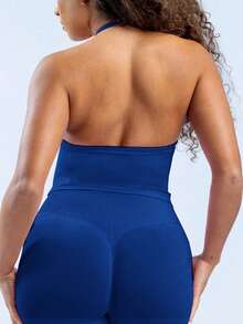 Yefecy New Impact Sports Yoga Vest Women's Fitness Yoga Top Gym Clothes Workout Backless Scrunch Built-In Bra With Cups Tops