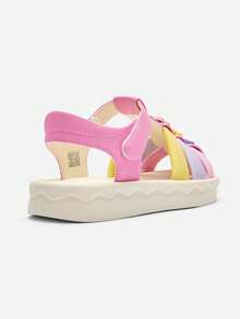 Balabala Girls' Roman-Style Soft Sole Sandals, Closed-Toe Beach Shoes - Red Hue - View 5