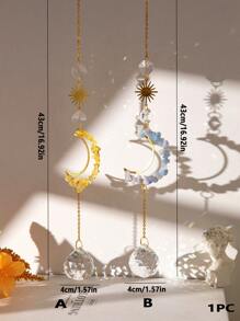 1 Pc Crystal Sun Catcher With Crescent - Solar Pattern, Amethyst Accents And Prismatic Crystal Details, Constructed From Metal And Crystal, Perfect For Outdoor Garden Decoration, Summer Decoration