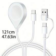 Magnetic Charging Cable Compatible With Apple Watch Charger,USB Type C Charger Compatible With Iphone15 And Android Phone[USB C & USB A] Wireless Charger Coaxial Cables Compatible With Watch Series Ultra2/Ultra/8/7/6/SE/SE2/5/4/3/2