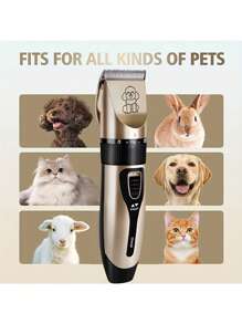 Rechargeable Low Noise Cordless Electric Pet Clipper For Grooming Dogs And Cats, Dog Hair Clipper Kit For Various Sizes And Lengths Of Pet Hair, Pet Hair Trimmer For Cats And Dogs, Professional Pet Shaving Machine