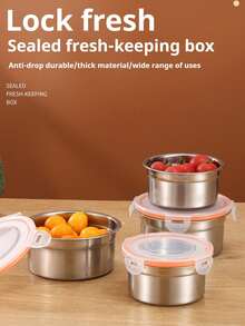 Stainless Steel Airtight Meal Prep Containers. Leak-Proof, Portable, Fridge & Freezer Friendly, Microwave Friendly. Stainless Steel Lunch Box For Long-Lasting Food Freshness, Kitchen Storage Solution - Multicolor - View 2