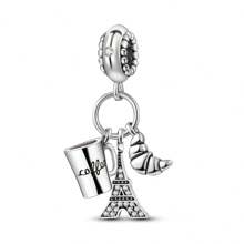 A Landmark Building Charm, The Eiffel Tower Charm, The Italian Pizza Leaning Tower Pendant, The Colosseum Building Silver Color Charm, Suitable For Diy Women'S Bracelet Jewelry Making Pendant, Suitable For Men And Women Jewelry Gifts