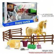1 Set Farm Model Toys, Horse Model Size Around 6 Inches, Brushable Horse Hair, DIY Toy Set, White And Brown Horse Available, Farm Horse Stable Animal Model Set, Gift For Boys Girls Christmas, Kids Pretend Play Toys, Festival Gift Toys (Random Color Accessories) - Multicolor - View 22
